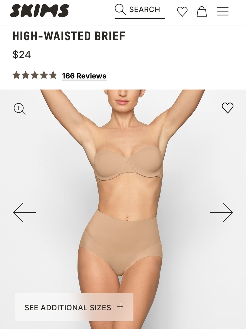 SKIMS High-Waisted Brief in Nude